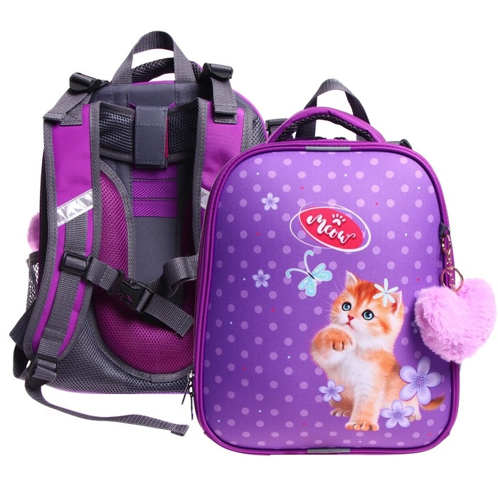 Рюкзак каркасный школьный 38 х 30 х 16 см, эргономичная спинка, Stavia Рюкзак каркасный школьный 38 х 30 х 16 см, эргономичная спинка, Stavia "Рыжий кот"