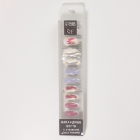 Накладные ногти &laquo;Пятнышки&raquo;, 12 шт, с клеевыми пластинами, форма миндаль, разноцветные