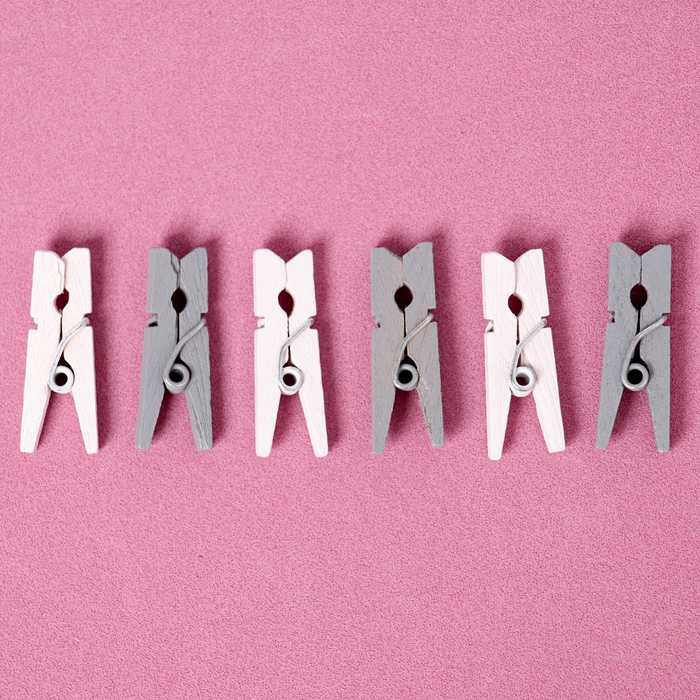 Набор прищепок для декора «Классика», 50 шт., 1шт. — 2,5 см, серый и белый цвет Набор прищепок для декора «Классика», 50 шт., 1шт. — 2,5 см, серый и белый цвет