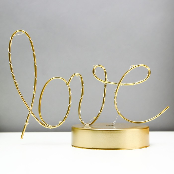 Ночник Ночник "Любовь" LED от батареек 3хАА золото 9,5х23х17,5 см RISALUX