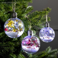 Набор ёлочных шаров «Мишура звёзды» 3 шт., батарейки, 5 LED, свечение белое Набор ёлочных шаров «Мишура звёзды» 3 шт., батарейки, 5 LED, свечение белое