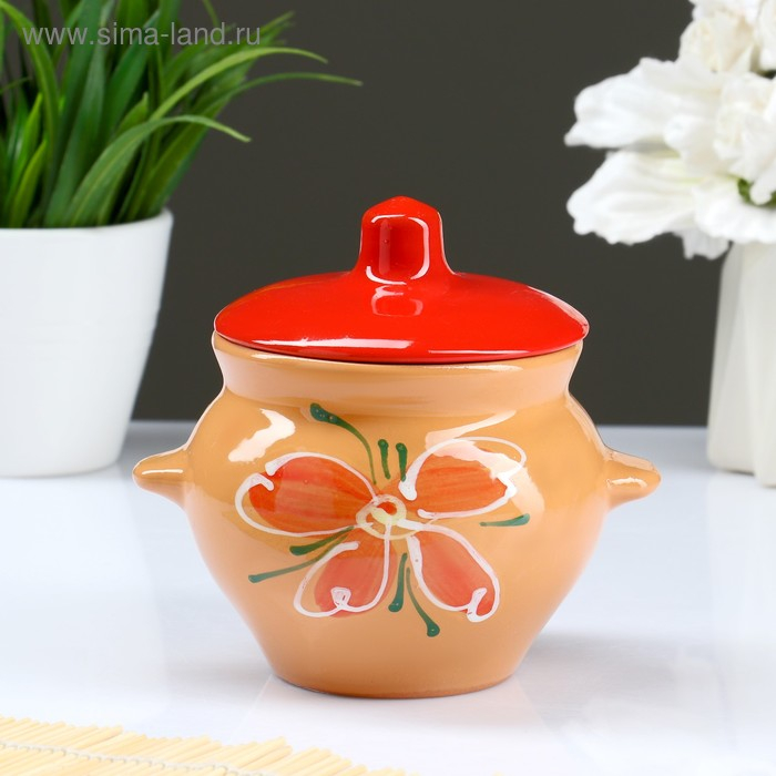 Набор горшков №5 с ручками 6х0,5л, василек топленое молоко