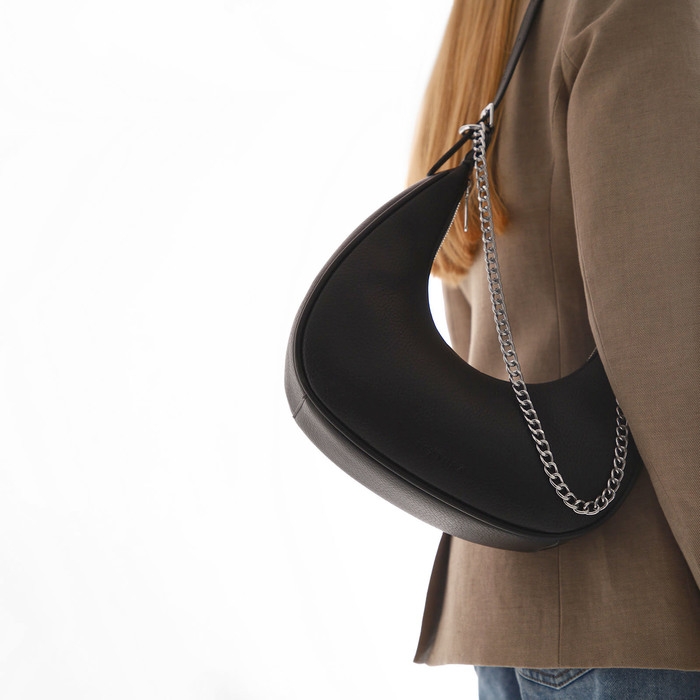 Сумка женская хобо на молнии TEXTURA, средний размер, цвет чёрный Сумка женская хобо на молнии TEXTURA, средний размер, цвет чёрный