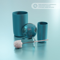Набор аксессуаров для ванной комнаты «Тринити», 6 предметов (мыльница, дозатор для мыла, два стакана, ёрш, ведро), цвет голубой Набор аксессуаров для ванной комнаты «Тринити», 6 предметов (мыльница, дозатор для мыла, два стакана, ёрш, ведро), цвет голубой