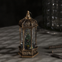 Светодиодная фигура &laquo;Ёлка в ротонде&raquo; 6.3 &times; 14 &times; 6.3 см, пластик, блёстки, батарейки AG13х3 (в комплекте), свечение тёплое белое