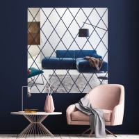 Наклейки интерьерные "Ромбы", зеркальные, декор настенный, панно 100 х 100 см, 58 эл Наклейки интерьерные "Ромбы", зеркальные, декор настенный, панно 100 х 100 см, 58 эл