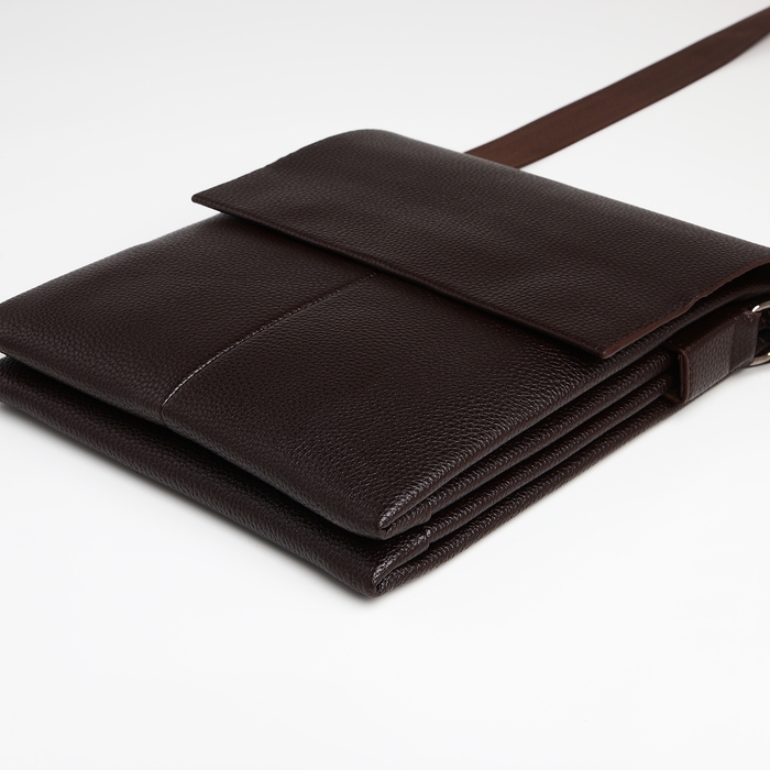 Сумка мужская через плечо TEXTURA, наружный карман, цвет коричневый