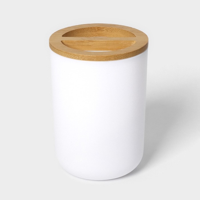 Набор аксессуаров для ванной комнаты SAVANNA &laquo;Вуди&raquo;, 6 предметов (мыльница, дозатор, 2 стакана, ёршик, ведро), цвет белый