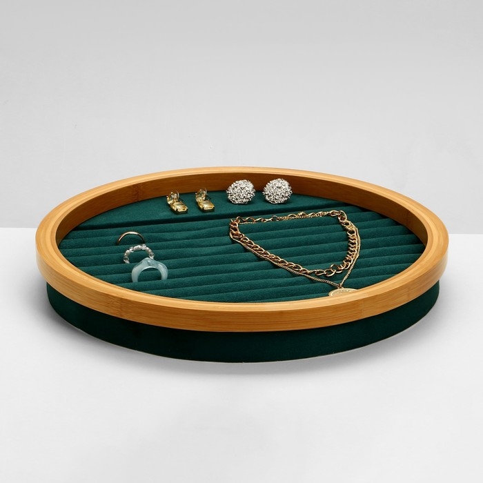 Подставка под кольца &laquo;Стиль&raquo; 11 полос, круг, дерево, 30&times;30&times;5 см, цвет зелёный