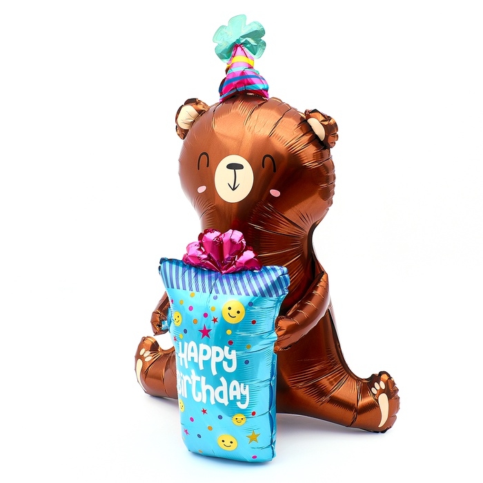 Шар фольгированный 38" &laquo;Мишка с подарком&raquo;, под воздух