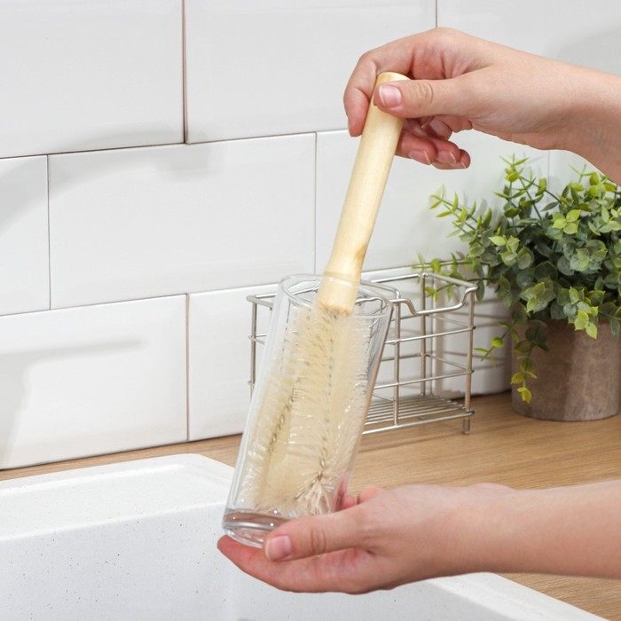 Ёршик для посуды Доляна, 25,5&times;7&times;3,5 см, овал, деревянная ручка