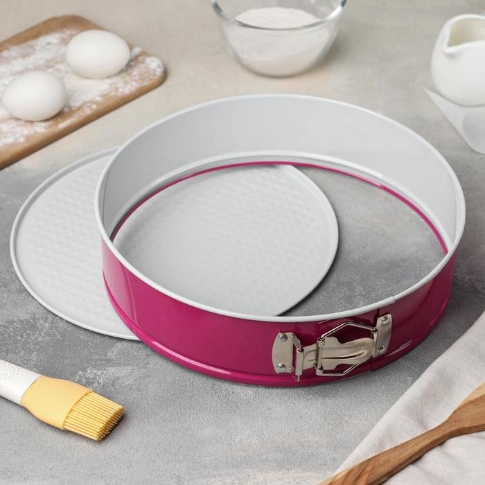 Набор форм для выпечки Доляна «Флёри. Круг», 3 предмета: d=18/23/26 см, съёмное дно, с керамическим покрытием, цвет МИКС Набор форм для выпечки Доляна «Флёри. Круг», 3 предмета: d=18/23/26 см, съёмное дно, с керамическим покрытием, цвет МИКС