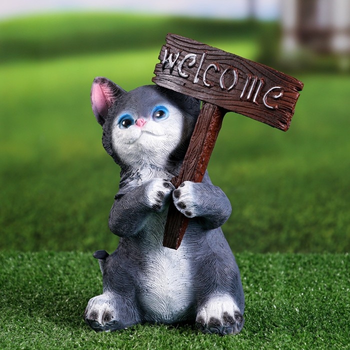 Садовая фигура Садовая фигура "Котёнок Welcome" 12х12х25см