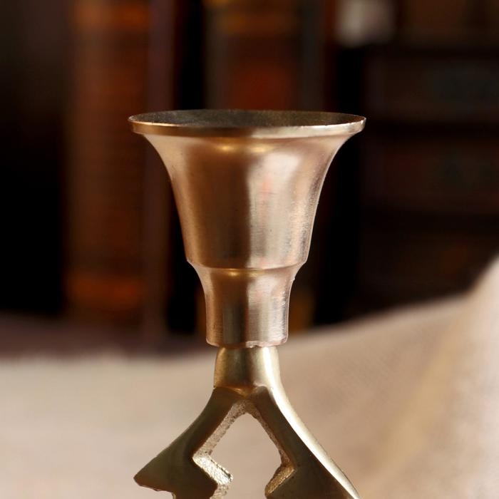 Подсвечник алюминий "Ёлка" на 1 свечу 6,5х6,5х15 см