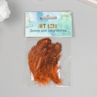 Перо декоративное фазана "Рябь. Оранжевая" набор 20 шт h=5-7 см