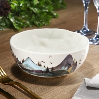 Новый год. Салатник керамический &laquo;Горы&raquo;, 16.5 х 7 см, 800 мл, цвет белый
