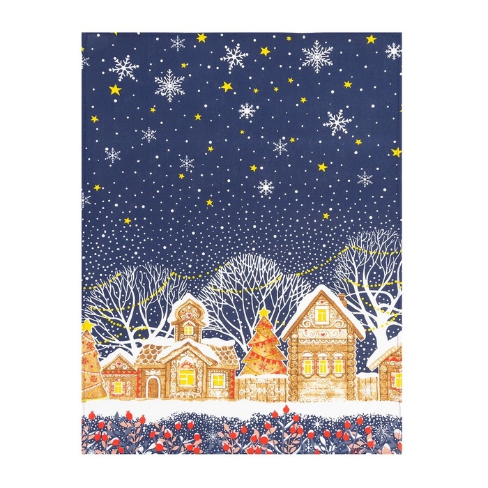 Полотенце новогоднее DomoVita &laquo;Полночь&raquo;, рогожка 170г/м&sup2;, размер 50х70 см 100% хлопок