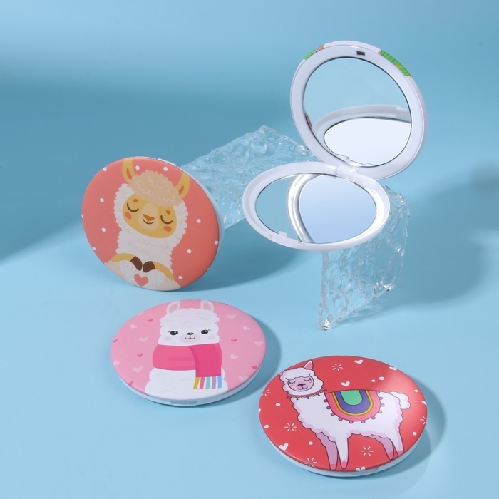 Зеркало складное &laquo;Ламы&raquo;, d = 7,5 см, рисунок МИКС