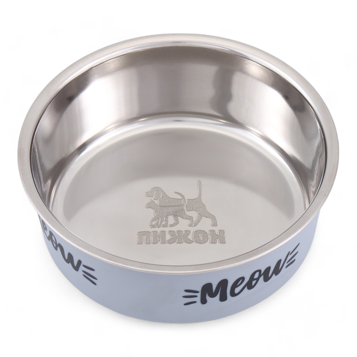 Миска с силиконовым основанием Миска с силиконовым основанием "Мяу", серая, 500 мл
