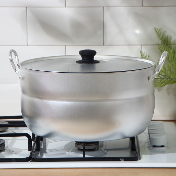 Кастрюля алюминиевая, 10 л, металлическая крышка Кастрюля алюминиевая, 10 л, металлическая крышка