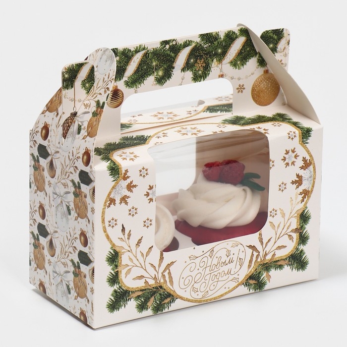 Коробочка для кексов &laquo;Шары&raquo;, 16 х 10 х 8 см, Новый год