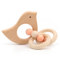 Прорезыватель для зубов &laquo;Bird&raquo; с эластичными и деревянными элементами