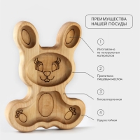 Менажница - тарелка деревянная Adelica &laquo;Зайчик&raquo;, 20,5&times;11,5&times;1,8 см, берёза