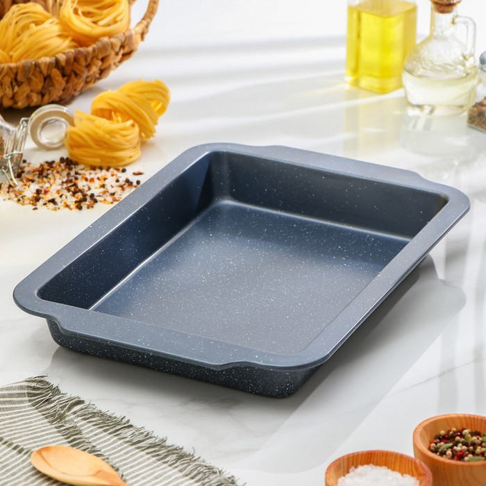 Противень Доляна «Прямоугольник. Элин», 40,5×27×4,5 см, антипригарное покрытие, цвет серый Противень Доляна «Прямоугольник. Элин», 40,5×27×4,5 см, антипригарное покрытие, цвет серый