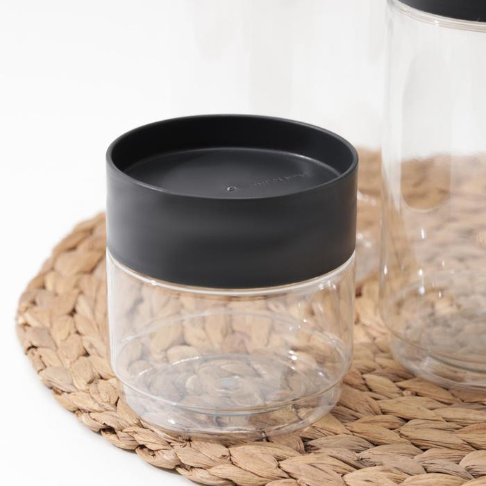 Комплект ёмкостей для сыпучих продуктов Asti, 3 предмета: 500 мл, 1 л, 1,5 л, прозрачный, крышка черная Комплект ёмкостей для сыпучих продуктов Asti, 3 предмета: 500 мл, 1 л, 1,5 л, прозрачный, крышка черная