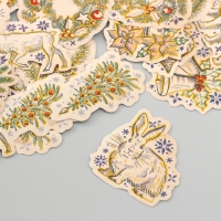 Наклейки для творчества "Новый год. Винтаж" тиснение золото набор 48 шт 9х7х0,8 см Наклейки для творчества "Новый год. Винтаж" тиснение золото набор 48 шт 9х7х0,8 см