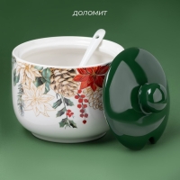 Сахарница новогодняя Доляна &laquo;Рождественский вечер&raquo;, 550 мл, керамика, цвет белый