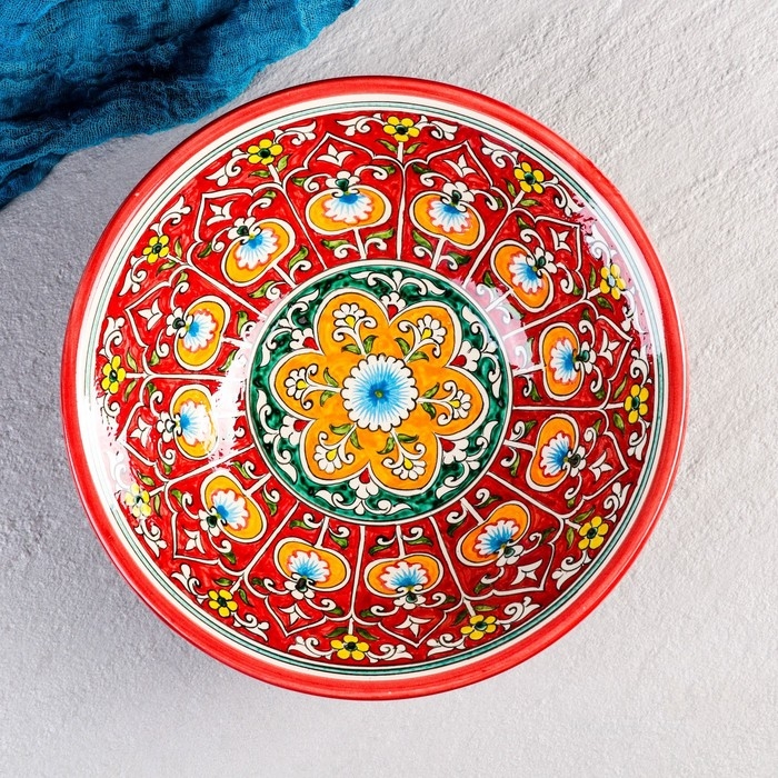 Супница Риштанская Керамика Супница Риштанская Керамика "Узоры", 28 см, красная