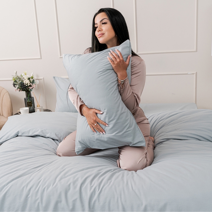 Комплект IDEASON 1,5сп (под 145х215см, навол 50х70см 2шт)серый, поплин 130г/м, хл100%