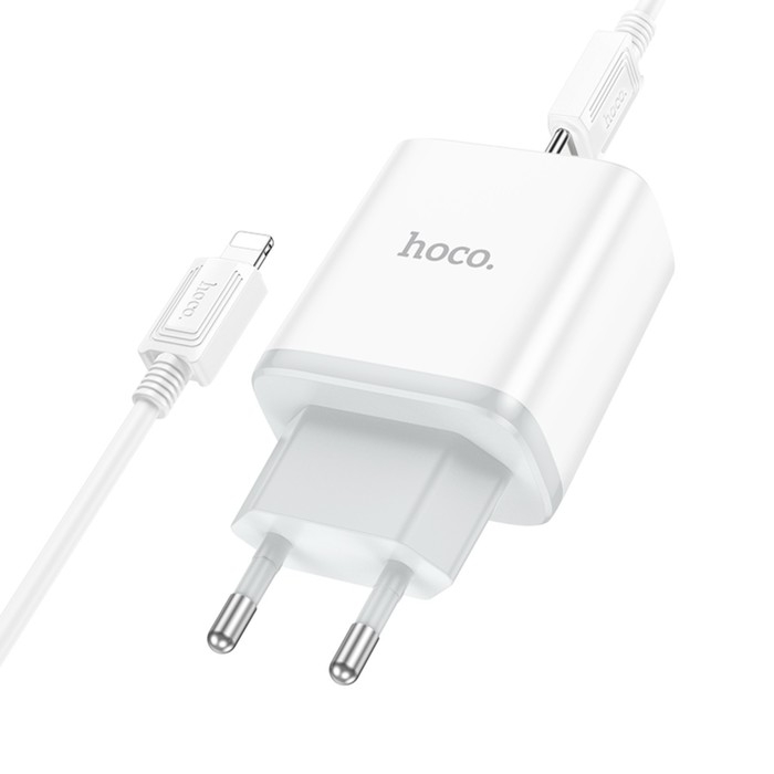 Сетевое зарядное устройство Hoco C104A, Type-C, 20 Вт, PD + QC, Type-C - Lightning,1 м,белое