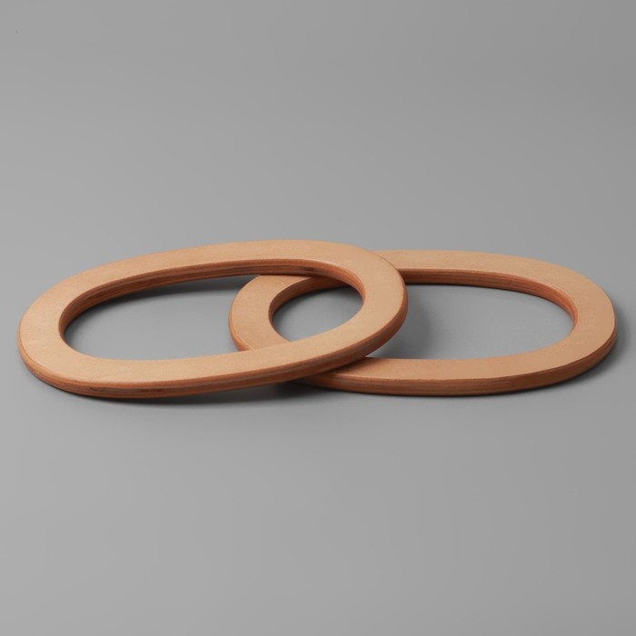 Ручки для сумок деревянные, d = 13 &times; 7,5 / 17 &times; 11,5 см, 2 шт, цвет бежевый