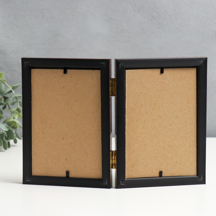 Фоторамка пластик двойная 10х15 см коричневый Фоторамка пластик двойная 10х15 см коричневый