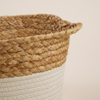 Корзина для хранения ручного плетения SL Home, с ручками, камыш, хлопок, 27&times;20&times;15 см