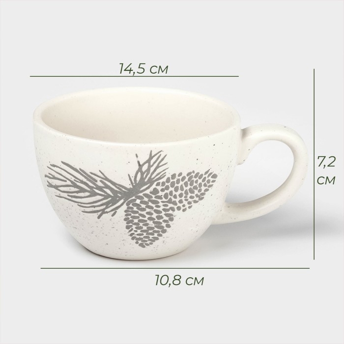 Новогодняя кружка для чая Доляна Snow cones, 370 мл, 14,5&times;10,8&times;7,2 см, керамика, цвет белый