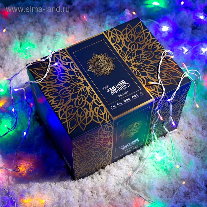 Гирлянда &laquo;Занавес&raquo; 2 &times; 9 м, IP44, УМС, белая нить, 1800 LED, свечение мульти, 220 В