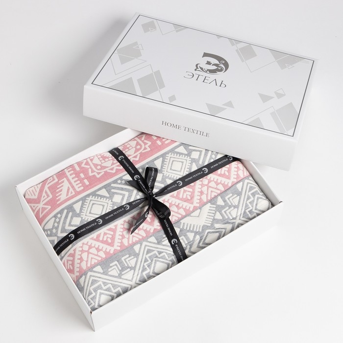 Покрывало хлопковое Этель &laquo;Инди&raquo; 180х240&plusmn;5 см, цвет серо-розовый, 100%хлопок, 300гр/м2