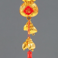 Подвеска пластик, текстиль "Золотые денежные мешки" 3х4,5х38 см Подвеска пластик, текстиль "Золотые денежные мешки" 3х4,5х38 см