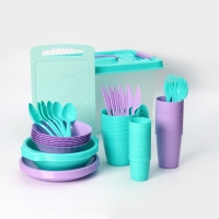 Набор посуды для пикника на 6 персон &laquo;Все за стол &ndash; 2&raquo;, 52 предмета, цвет МИКС