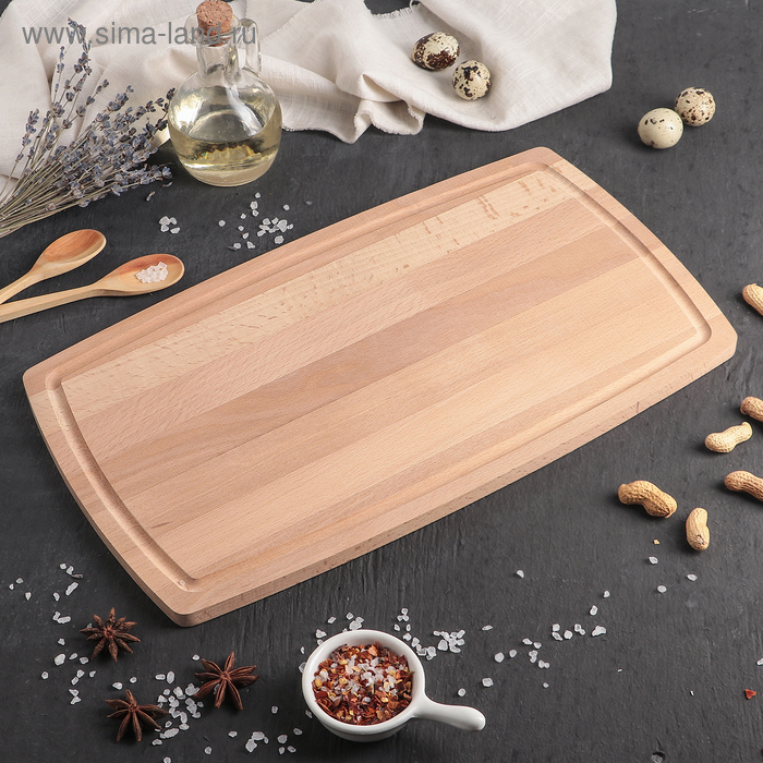 Доска разделочная Доляна &laquo;БУковский&raquo;, 40&times;23&times;1,1 см, бука, с кровостоком, бук