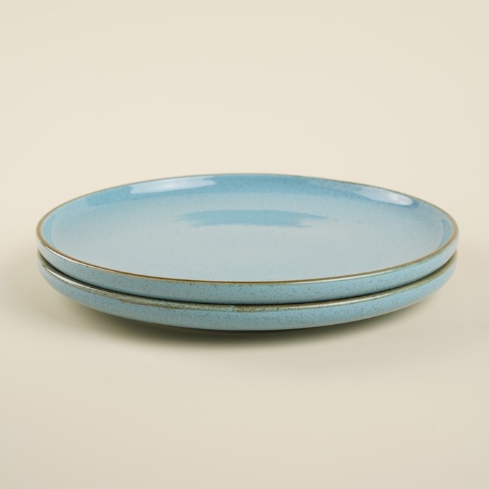 Набор тарелок фарфоровых SL Home «Аззура», d=25,5 см, цвет бирюзовый Набор тарелок фарфоровых SL Home «Аззура», d=25,5 см, цвет бирюзовый
