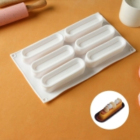 Форма для муссовых десертов и выпечки KONFINETTA &laquo;Венеция&raquo;, силикон, 29,5&times;17&times;3 см, 6 ячеек, цвет белый