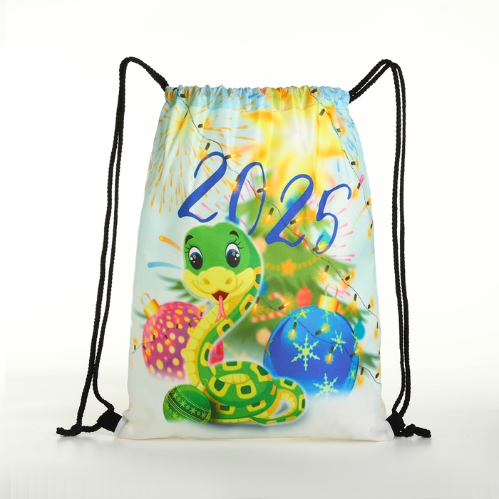 Новый год 2025. Новогодний мешок для подарков на шнурке &laquo;Змея&raquo;, символ года, цвет разноцветный