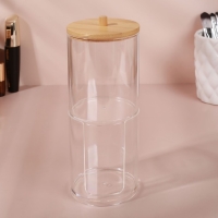 Органайзер для ватных палочек и дисков «BAMBOO», с крышкой, 2 съёмные секции, 7 × 18,5 см, в картонной коробке, цвет прозрачный Органайзер для ватных палочек и дисков «BAMBOO», с крышкой, 2 съёмные секции, 7 × 18,5 см, в картонной коробке, цвет прозрачный