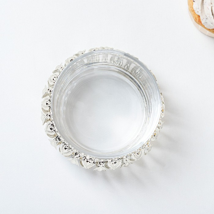 Сахарница &laquo;Ажур&raquo;, 200 мл, 10&times;10 см, с ложкой, цвет металла серебряный