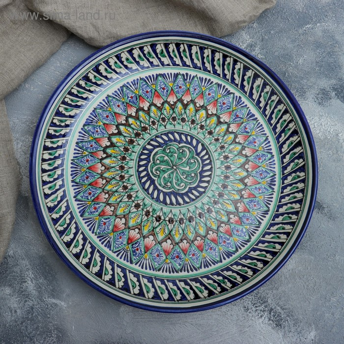 Ляган Риштанская Керамика Ляган Риштанская Керамика "Узоры", 36 см, синий
