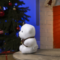 Светодиодная фигура &laquo;Медведь с бантиком&raquo; 12 &times; 20 &times; 7 см, флок, батарейки CR2032х2 (в комплекте), свечение тёплое белое